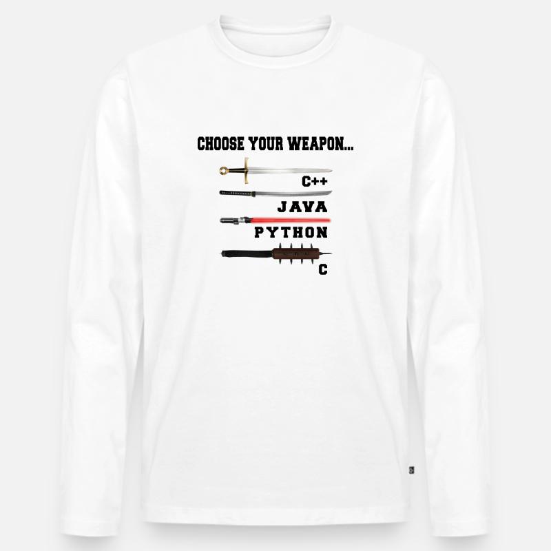 Wähle deine Waffe - Männer Premium Bio Langarmshirt - Weiß