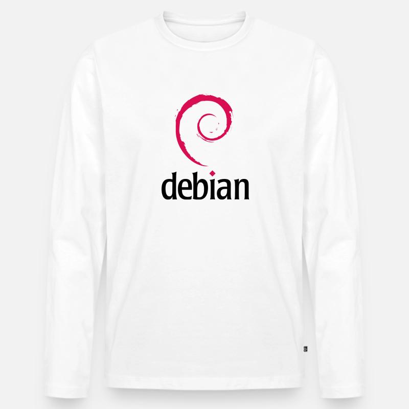 Debian - Männer Premium Bio Langarmshirt - Weiß