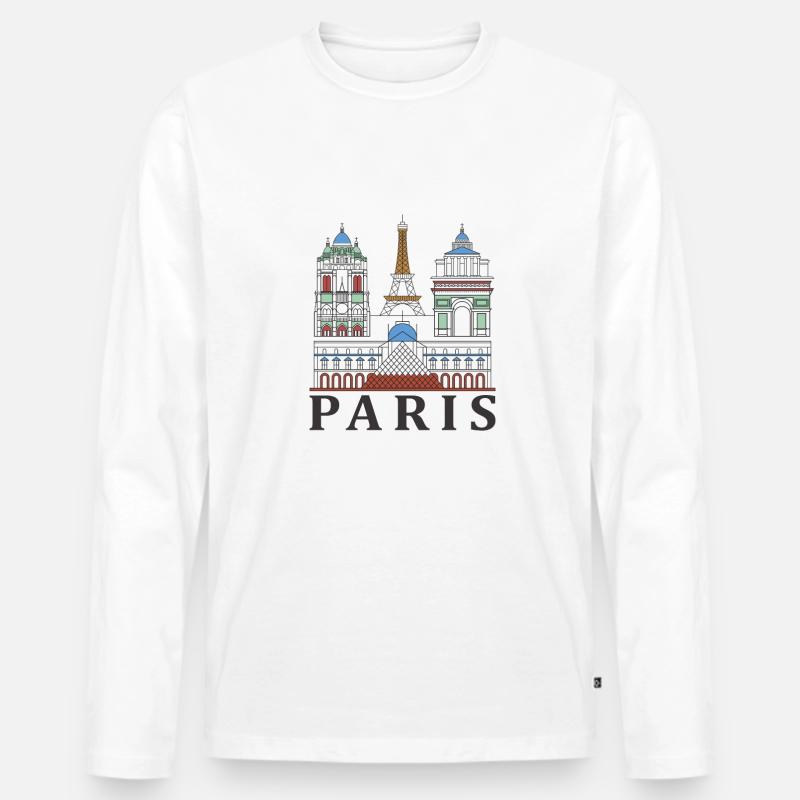 Paris - Männer Premium Bio Langarmshirt - Weiß