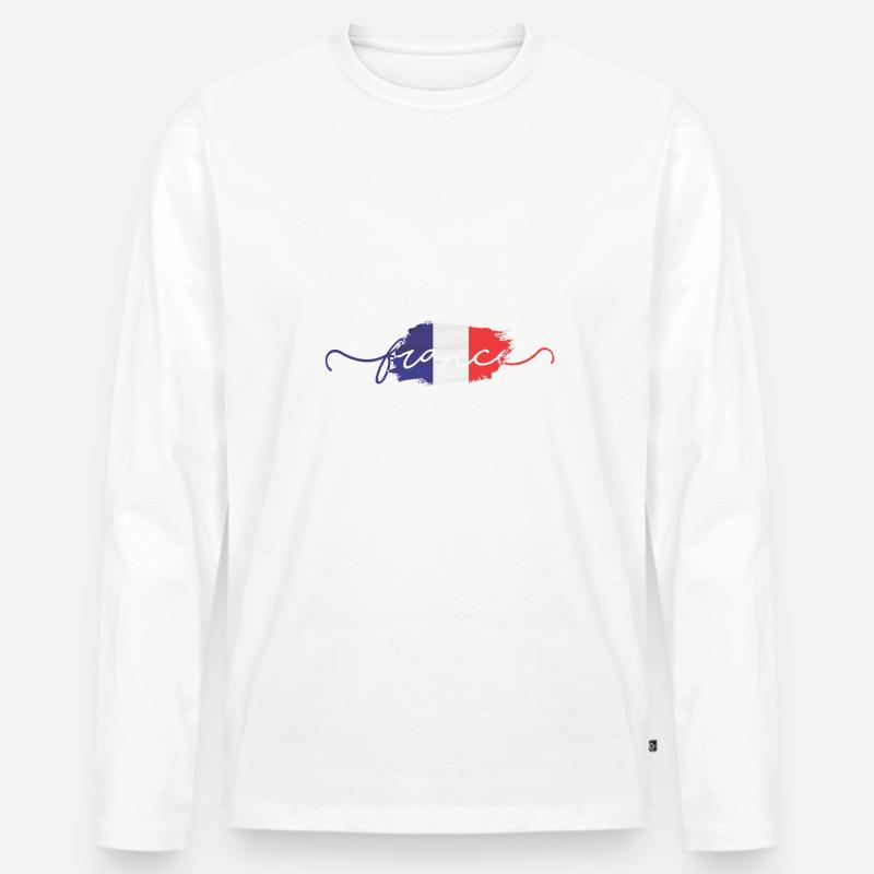 Paris - Männer Premium Bio Langarmshirt - Weiß