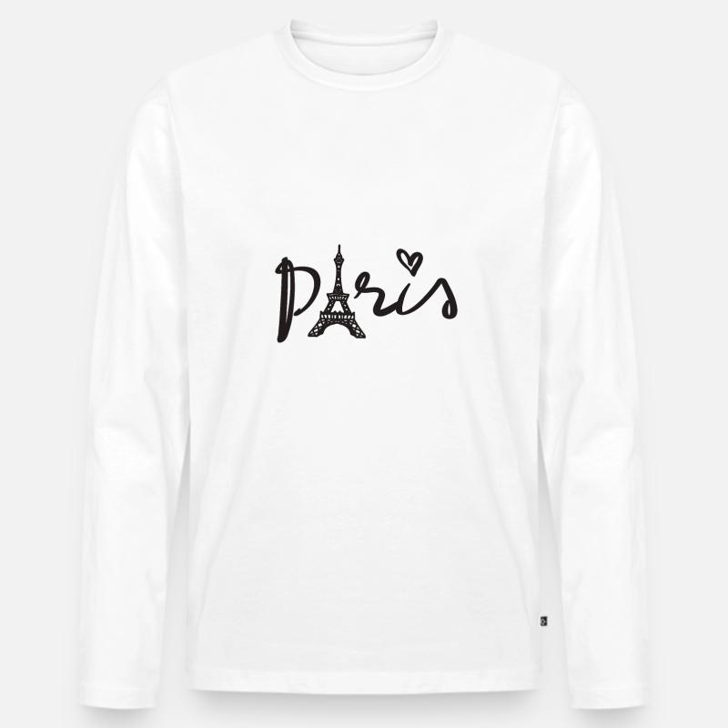 Paris - Männer Premium Bio Langarmshirt - Weiß