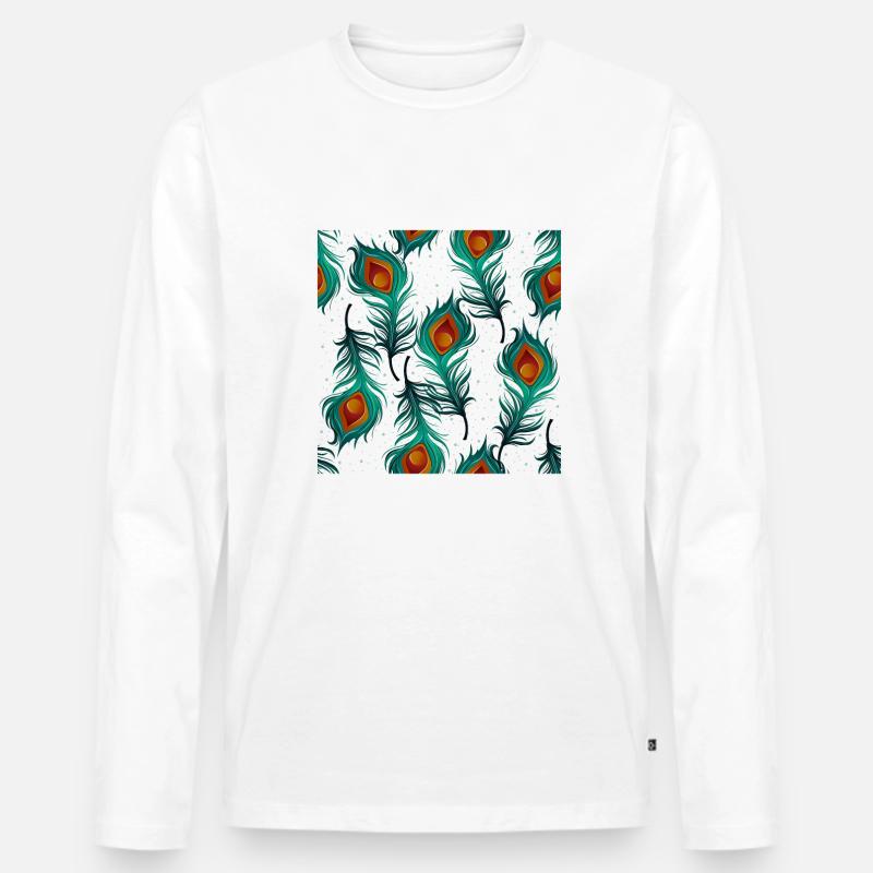Federn - Männer Premium Bio Langarmshirt - Weiß
