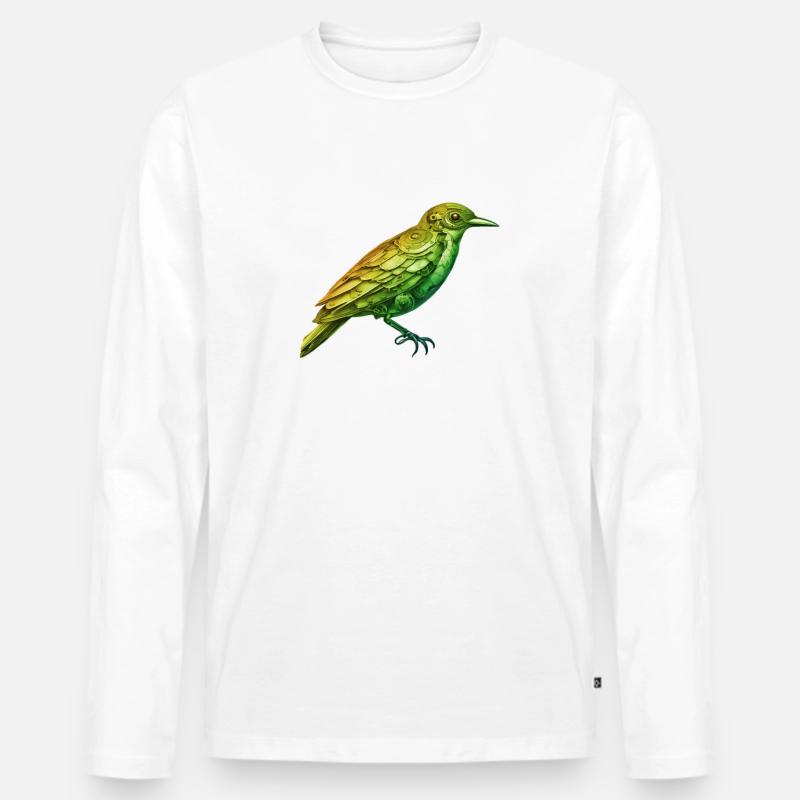 Rusty Avian // Steampunk Bird - Männer Premium Bio Langarmshirt - Weiß