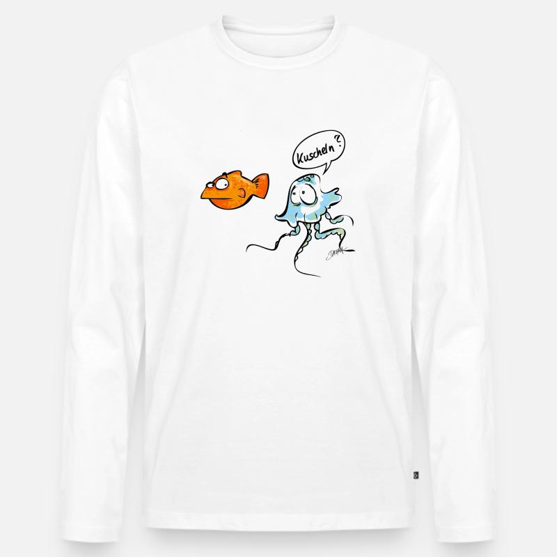 Kuscheln? - Männer Premium Bio Langarmshirt - Weiß