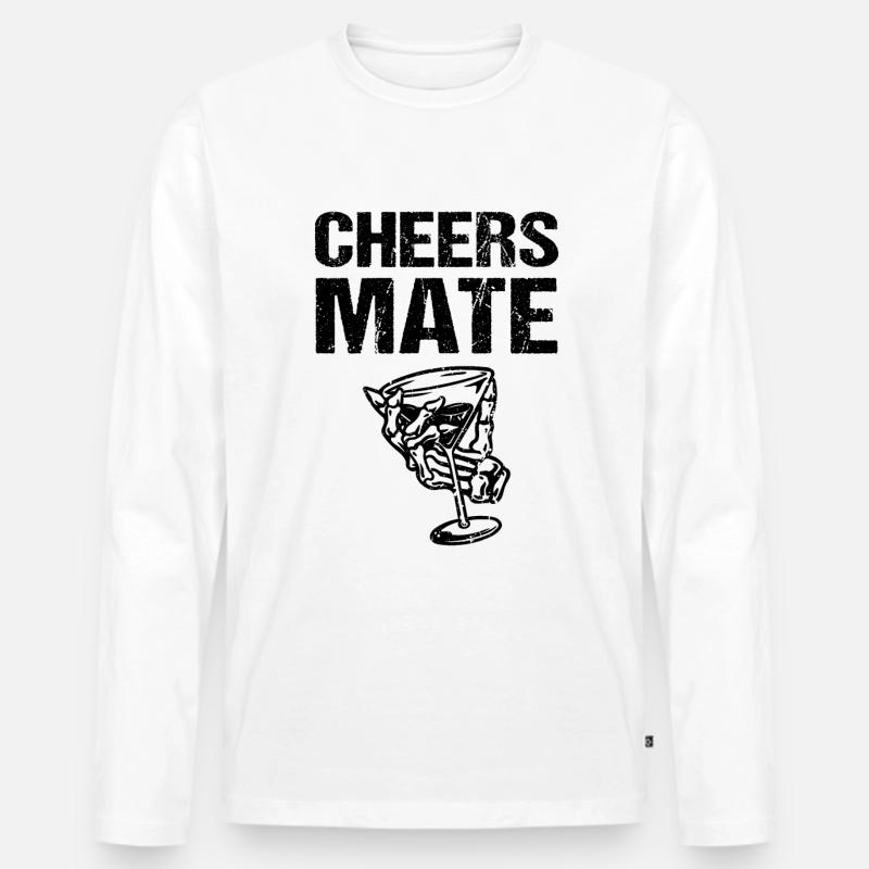 Cheers Mate - Männer Premium Bio Langarmshirt - Weiß