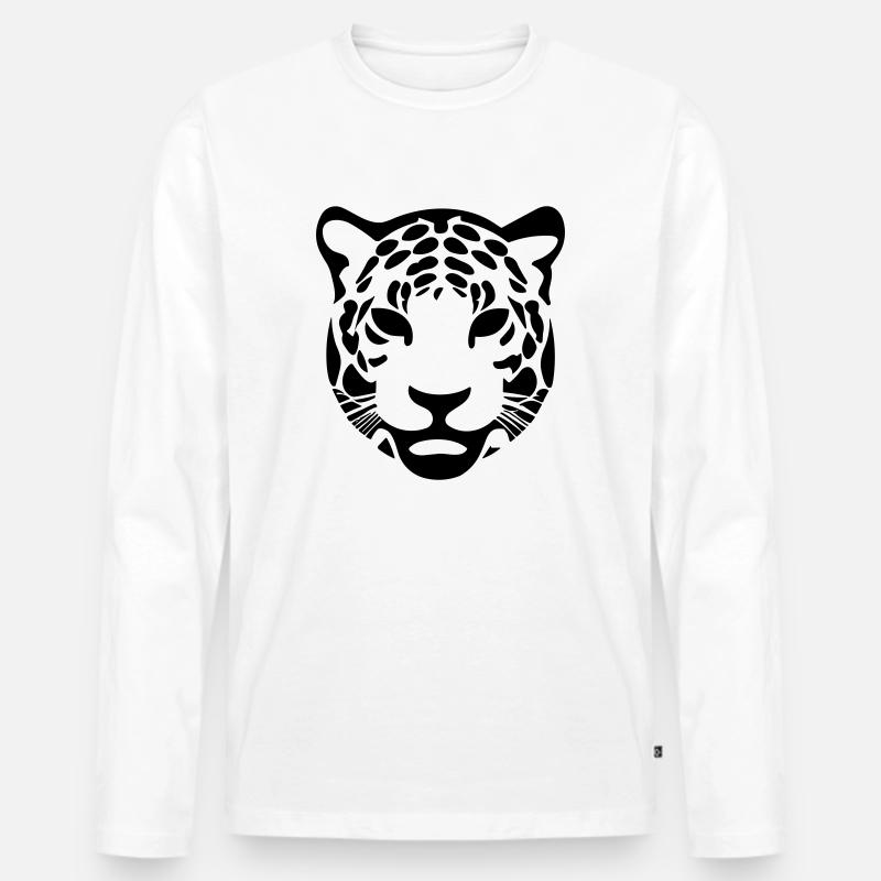 Leopard - Männer Premium Bio Langarmshirt - Weiß