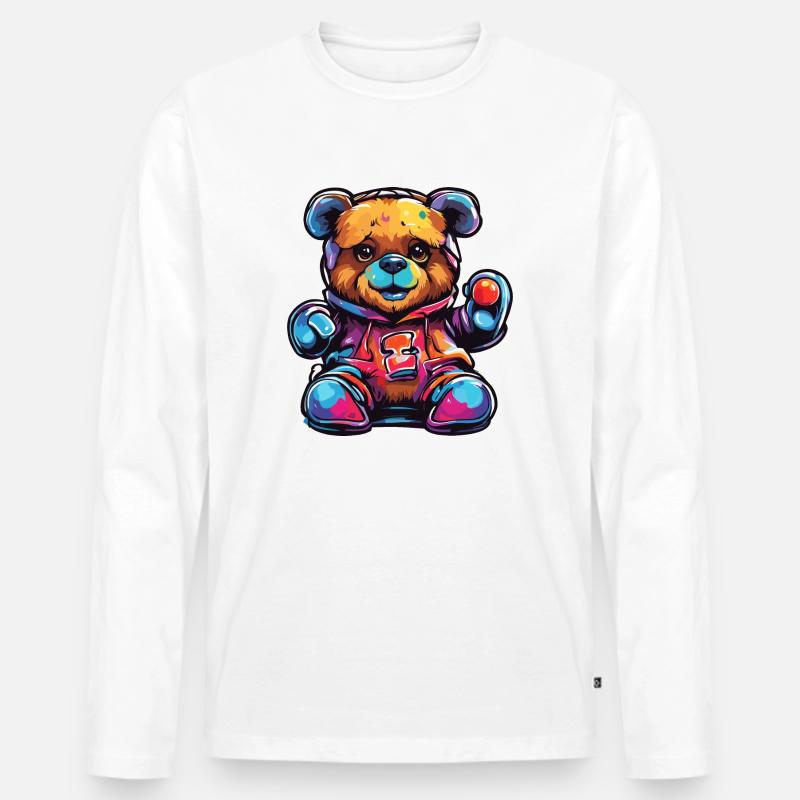 Teddybär / Kuscheltier / Stofftier / Geschenkidee - Männer Premium Bio Langarmshirt - Weiß