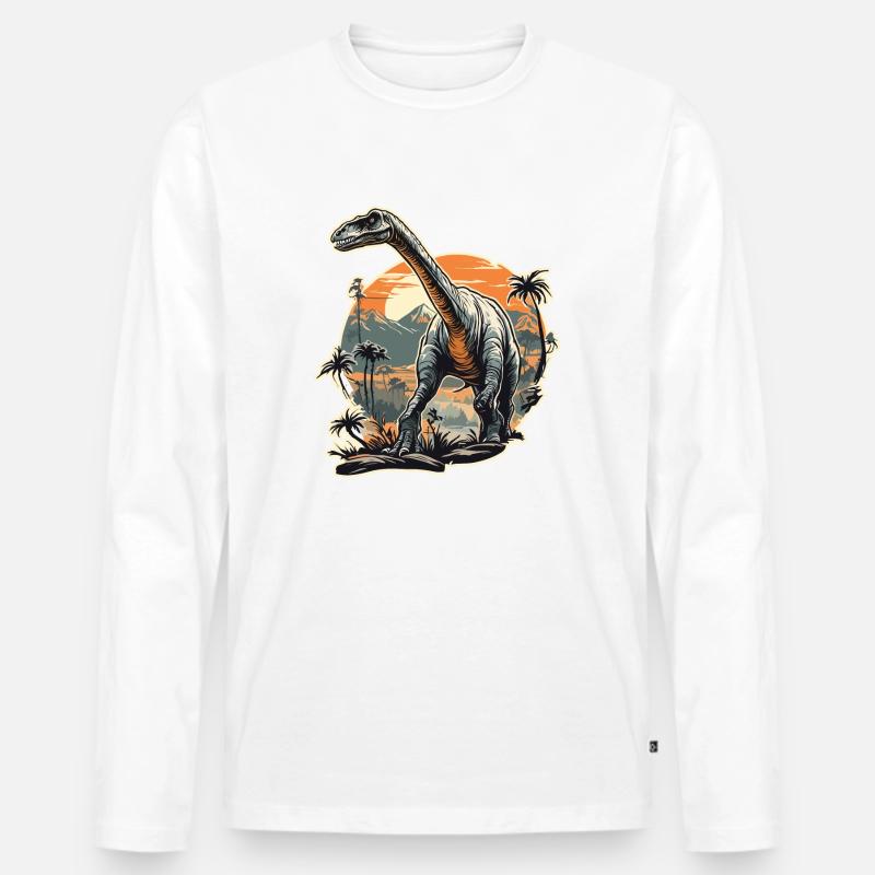 Dinosaurier / Tier / Urzeit / Reptil / Jungs - Männer Premium Bio Langarmshirt - Weiß