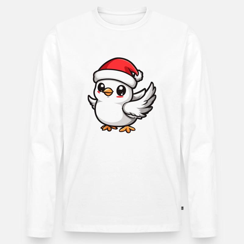 Taube Vogel Weihnachten - Männer Premium Bio Langarmshirt - Weiß