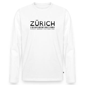 ZURICH - Men's Premium Organic Long Sleeve Shirt - white - Front - Nico (187cm)