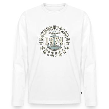 50. Geburtstag Norddeutsches Original geboren 1974 - Männer Premium Bio Langarmshirt - Weiß - Vorne - Nico (187cm)