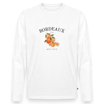 Bordeaux - France - Ville du Vin - Voyage - T-shirt manches longues Premium bio Homme - blanc - Devant - Nico (187cm)