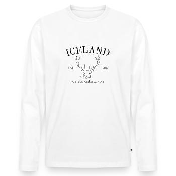 Reykjavik - Islande - Atlantique Nord - Cadeau gratuit - T-shirt manches longues Premium bio Homme - blanc - Devant - Nico (187cm)