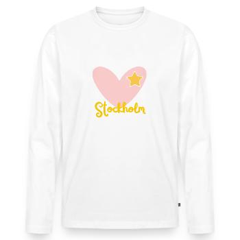 Stockholm - Suède - Vacances - Voyage - T-shirt manches longues Premium bio Homme - blanc - Devant - Nico (187cm)
