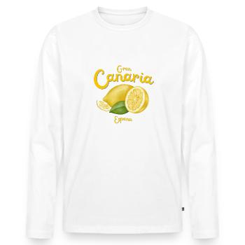 Gran Canaria - Spanien - Strand - Reise - Zitrone - Männer Premium Bio Langarmshirt - Weiß - Vorne - Nico (187cm)