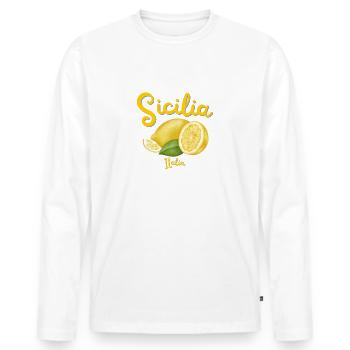Sicily - Italy - Palermo - Italian - Etna - Men's Premium Organic Long Sleeve Shirt - white - Front - Nico (187cm)