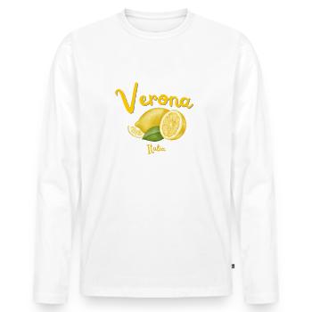Vérone - Italie - Voyages - Vacances - Italie - T-shirt manches longues Premium bio Homme - blanc - Devant - Nico (187cm)