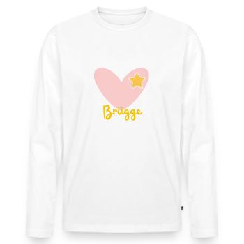 Bruges - Belgique - Voyages - Vacances - Souvenirs - T-shirt manches longues Premium bio Homme - blanc - Devant - Nico (187cm)