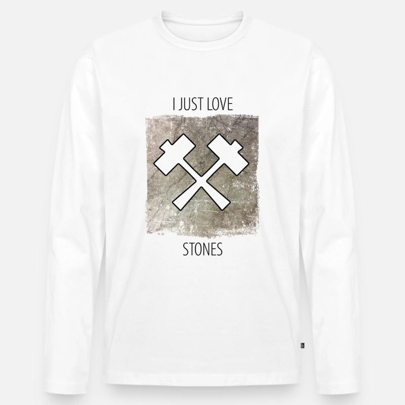 Steinmetz Steinbildhauer Spruch - Männer Premium Bio Langarmshirt - Weiß