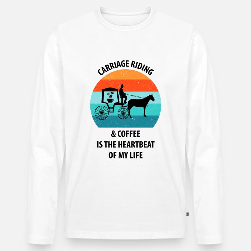 Kutscher Kutsche Pferdekutscher Kaffee - Männer Premium Bio Langarmshirt - Weiß
