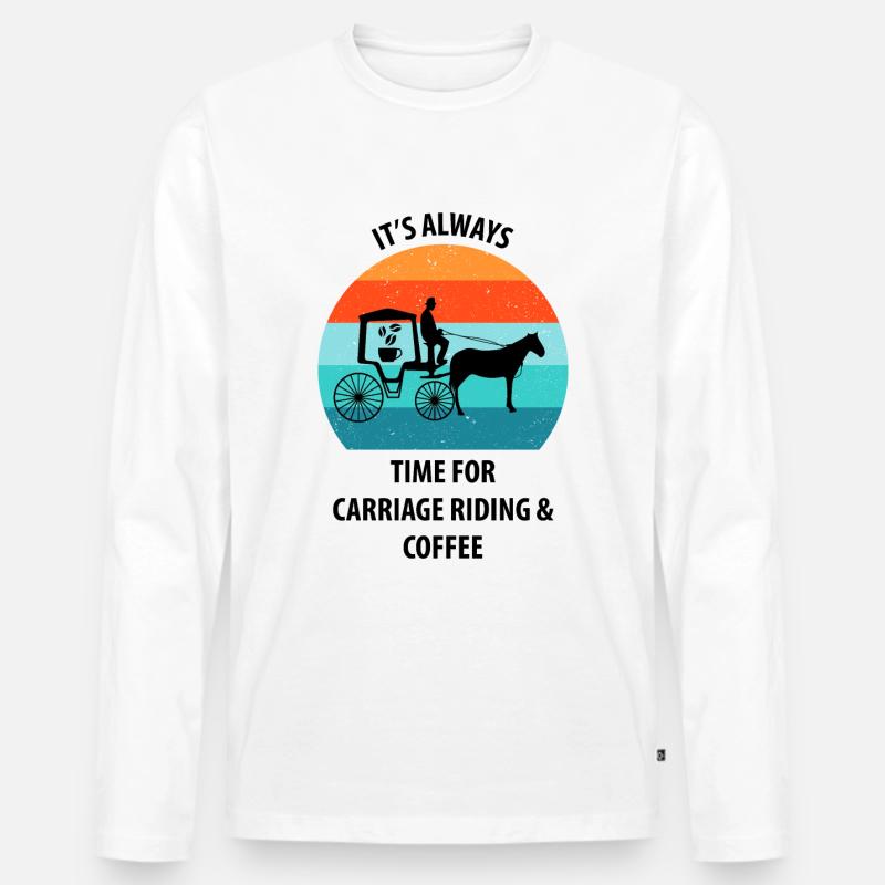 Kutscher Kutsche Pferdekutscher Kaffee - Männer Premium Bio Langarmshirt - Weiß