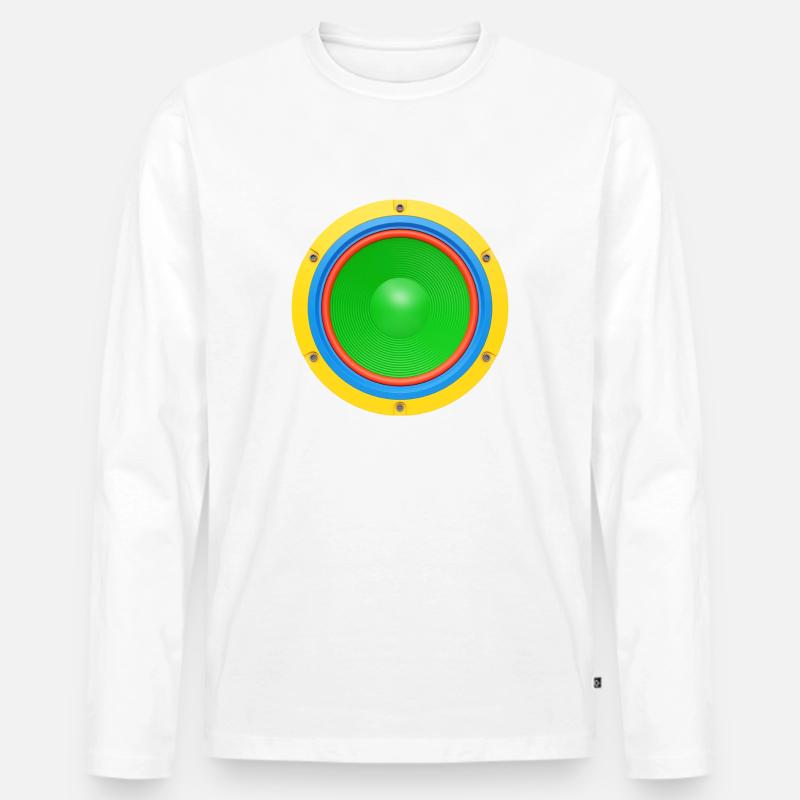 Bunter Lautsprecher 3D - Männer Premium Bio Langarmshirt - Weiß