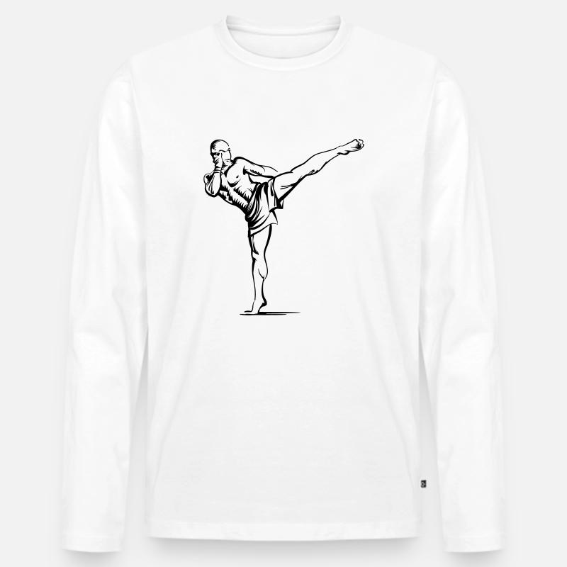 Fighter - Männer Premium Bio Langarmshirt - Weiß