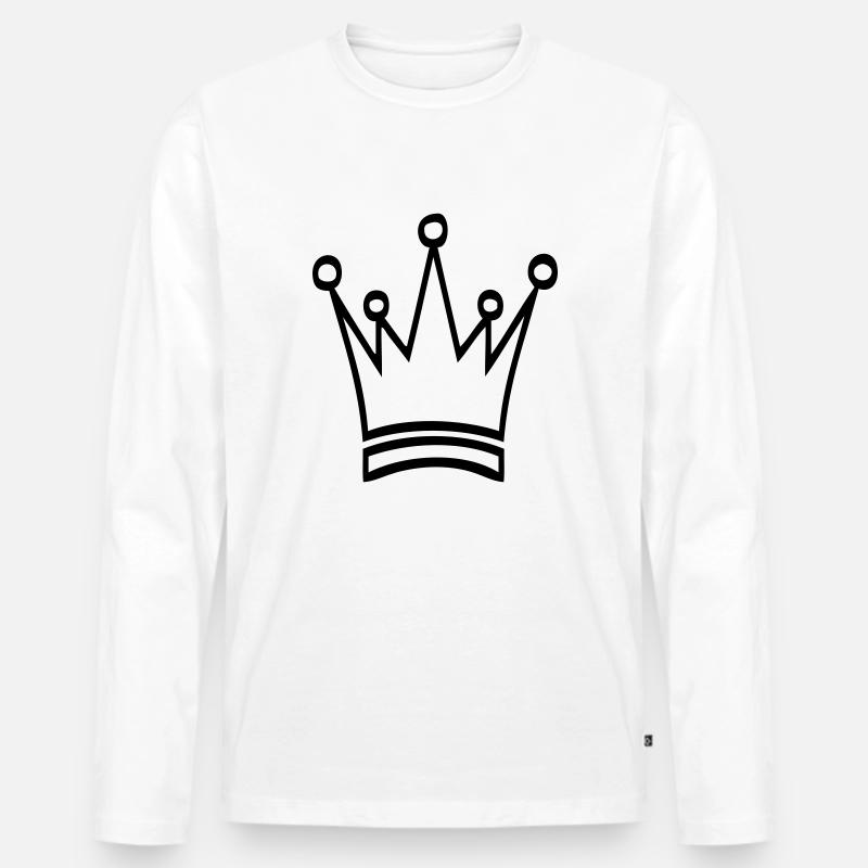 krone - Männer Premium Bio Langarmshirt - Weiß
