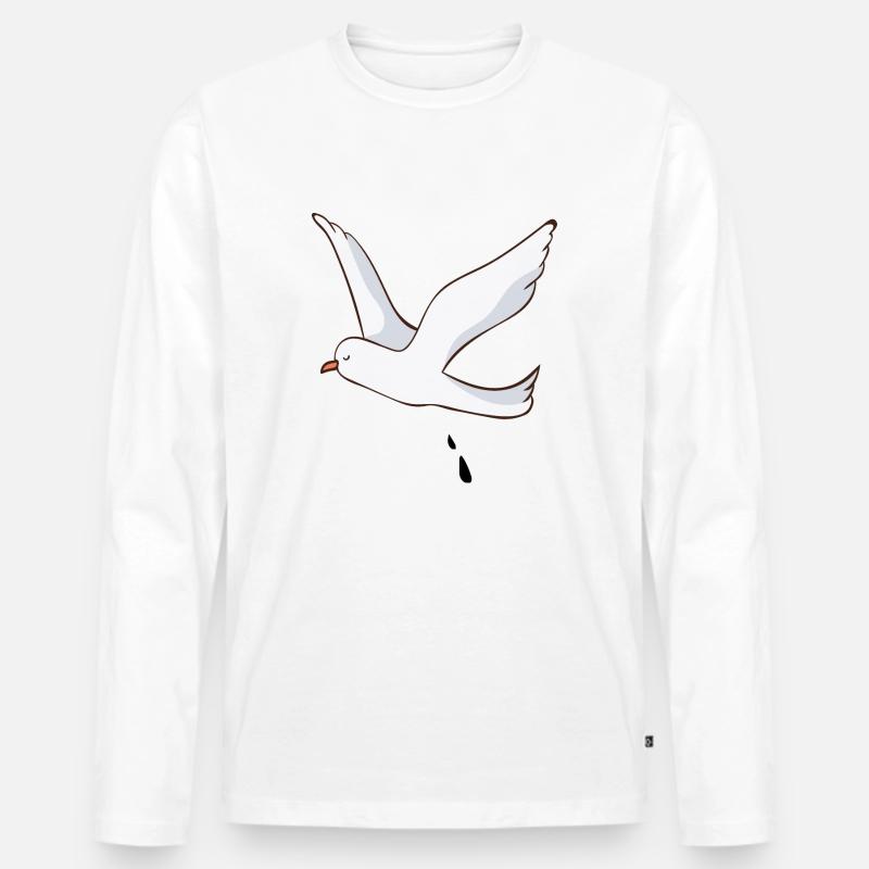 Möwe - Männer Premium Bio Langarmshirt - Weiß