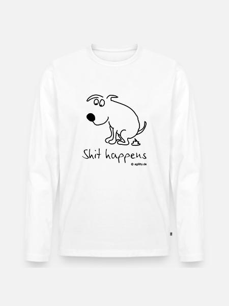 shit happens - Männer Premium Bio Langarmshirt - Weiß
