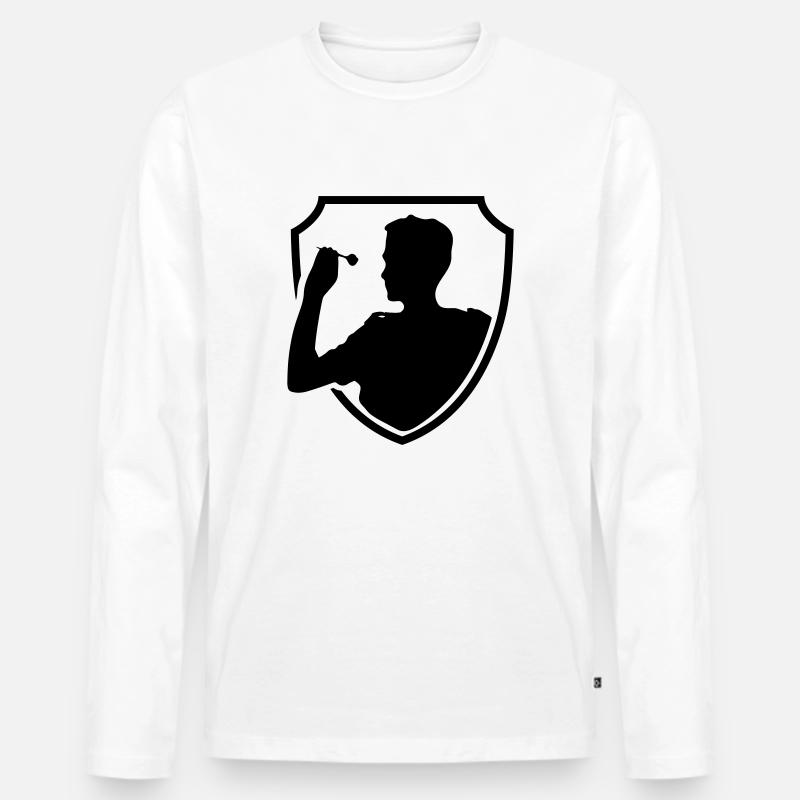 Darts Spieler - Männer Premium Bio Langarmshirt - Weiß
