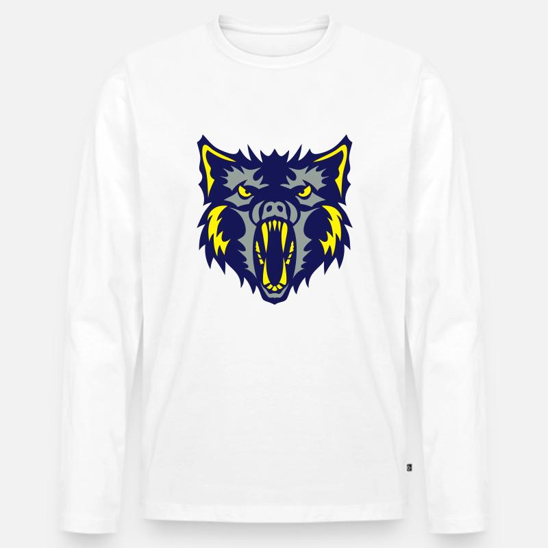 Werwolf Werwolf Wolf 2 - Männer Premium Bio Langarmshirt - Weiß