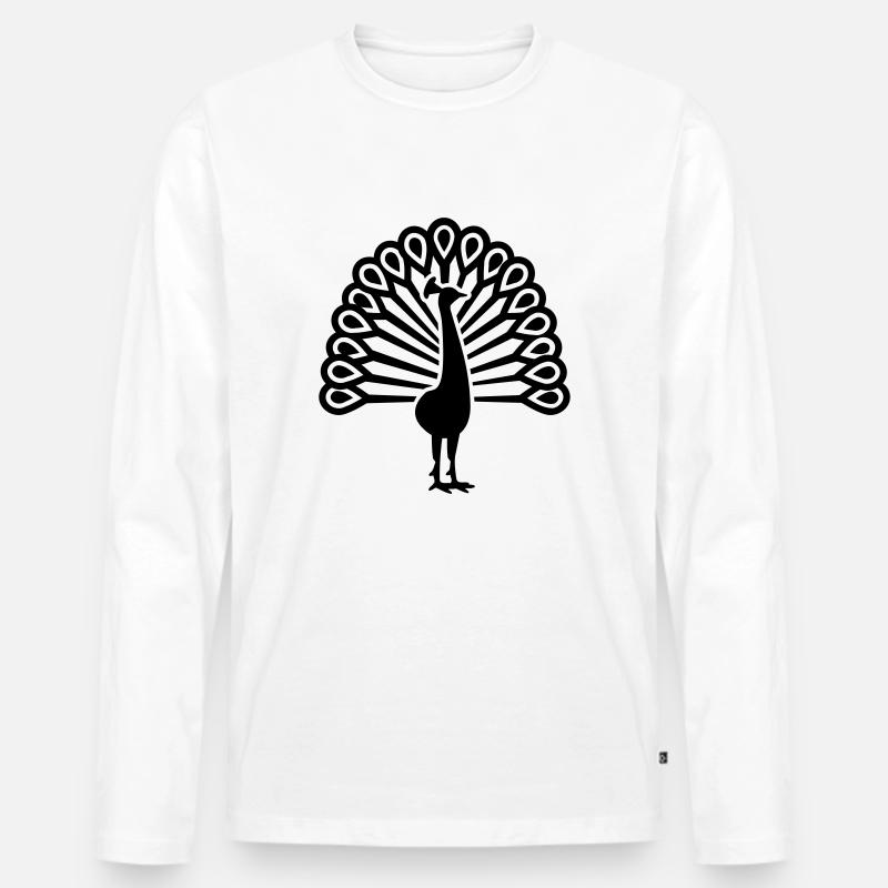 Pfau - Männer Premium Bio Langarmshirt - Weiß
