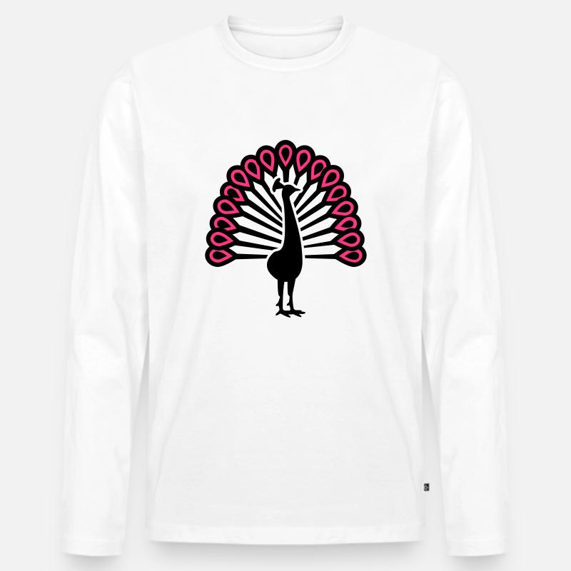 Pfau - Männer Premium Bio Langarmshirt - Weiß