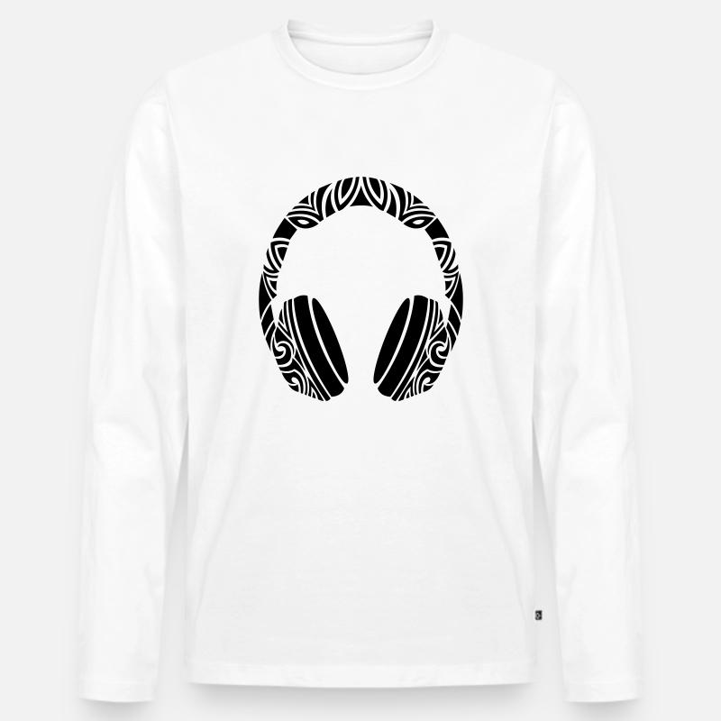 ausgefallene kopfhörer - Männer Premium Bio Langarmshirt - Weiß