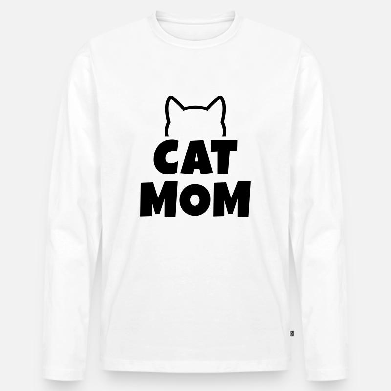 Cat Mom - Männer Premium Bio Langarmshirt - Weiß