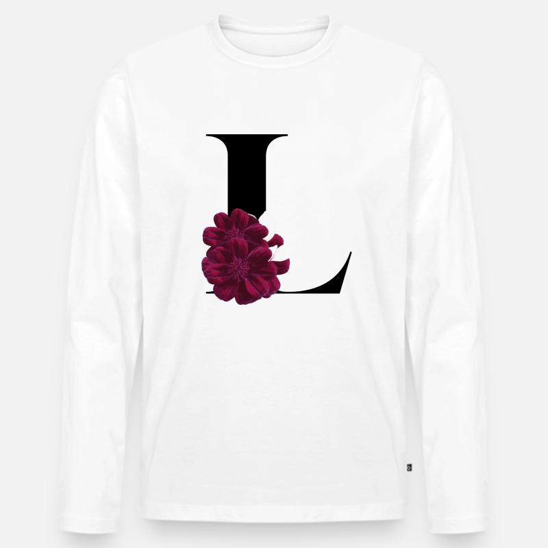 Buchstabe L blühend - Männer Premium Bio Langarmshirt - Weiß