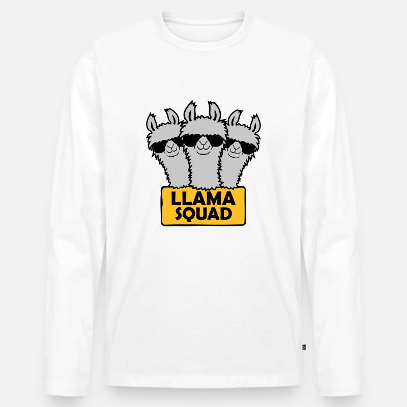 Conception de l’équipe Llama Squad - T-shirt manches longues Premium bio Homme - blanc