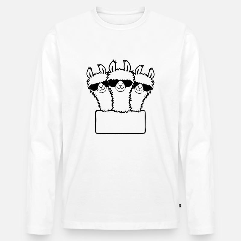 Lamas Team Leeres Schild - Männer Premium Bio Langarmshirt - Weiß