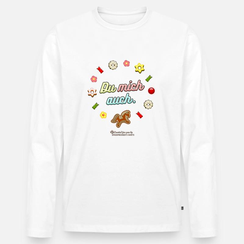Du mich auch - Männer Premium Bio Langarmshirt - Weiß