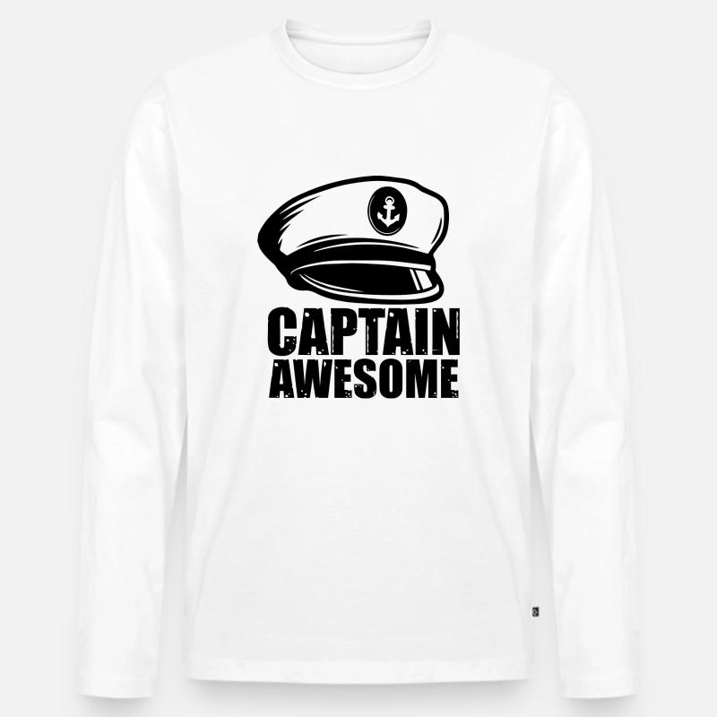 Captain awesome - Männer Premium Bio Langarmshirt - Weiß