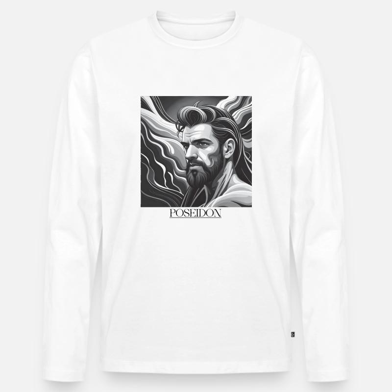 GREEK POSEIDON - Männer Premium Bio Langarmshirt - Weiß