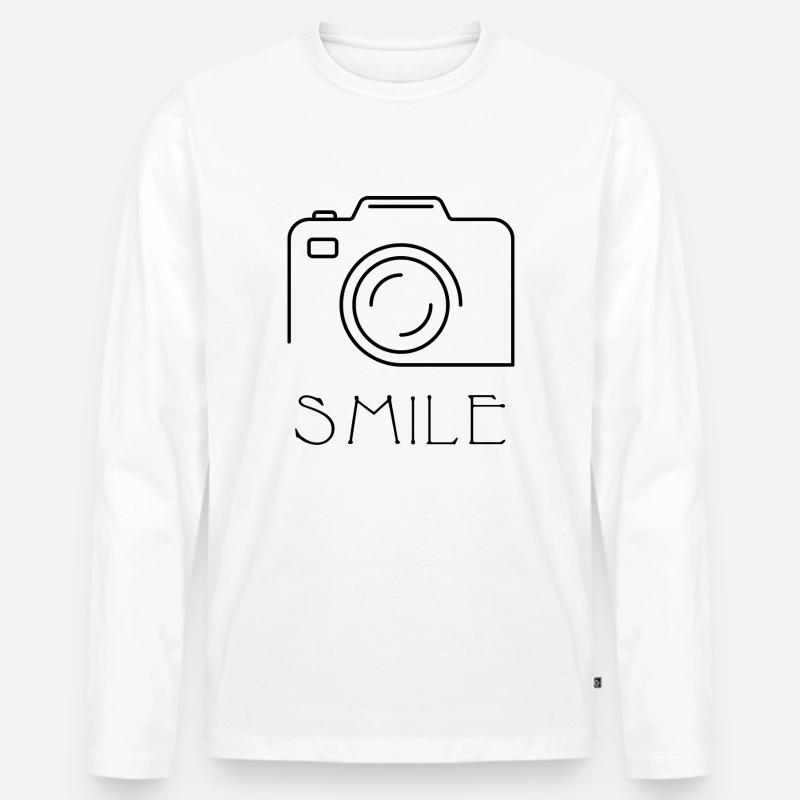 Lächeln - Männer Premium Bio Langarmshirt - Weiß