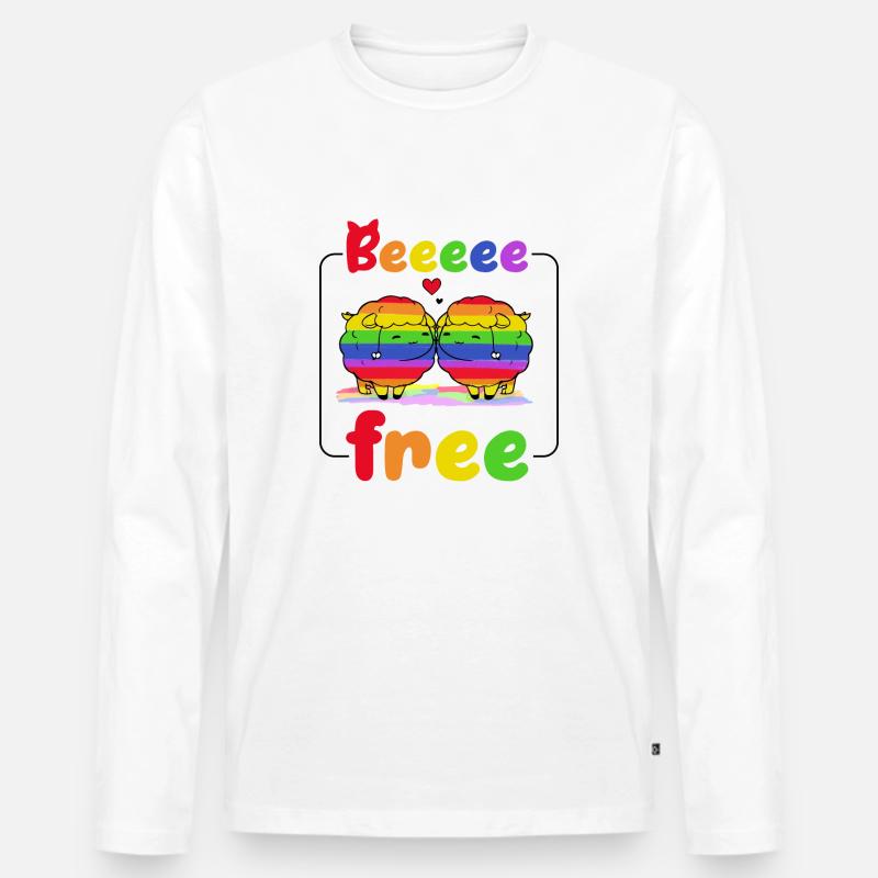 Beee fre Pridedesigncontest2024 - Männer Premium Bio Langarmshirt - Weiß
