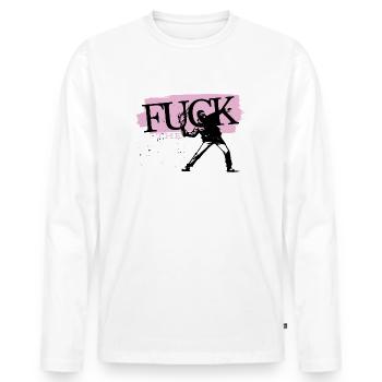 Fuck le système - T-shirt manches longues Premium bio Homme - blanc - Devant - Nico (187cm)