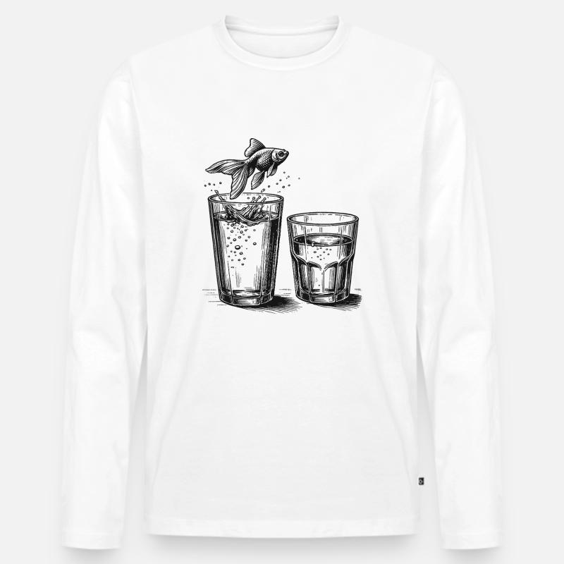 Goldfisch - Männer Premium Bio Langarmshirt - Weiß