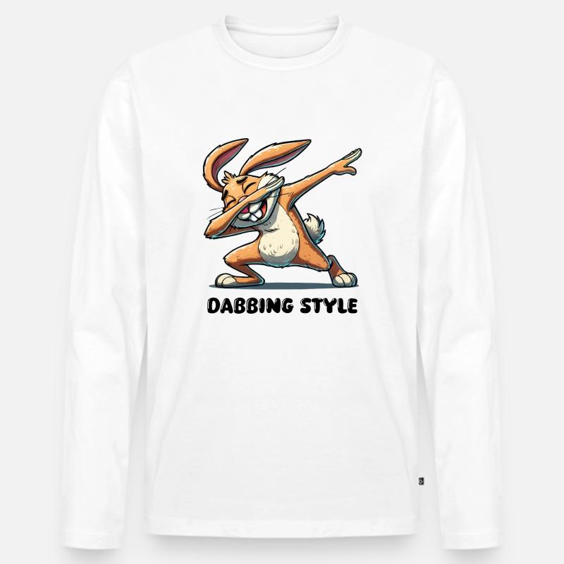 hase dabbing comic - Männer Premium Bio Langarmshirt - Weiß