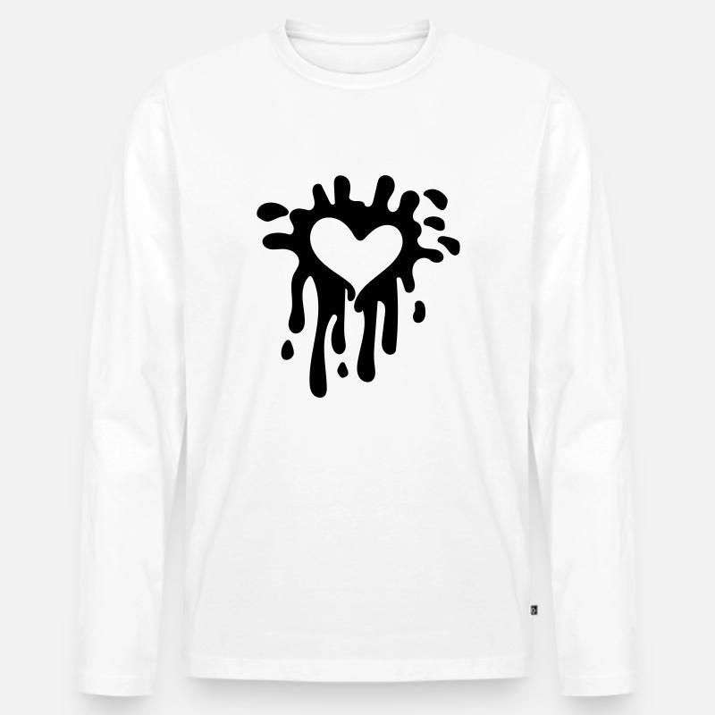 Herz - Männer Premium Bio Langarmshirt - Weiß