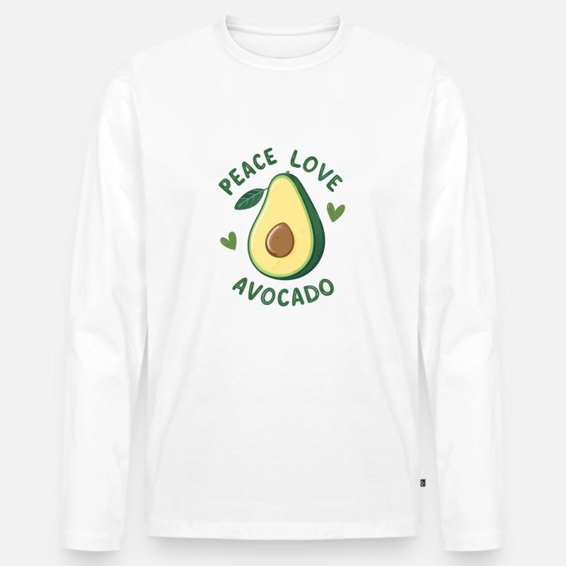 Frieden, Liebe und Avocado - Männer Premium Bio Langarmshirt - Weiß