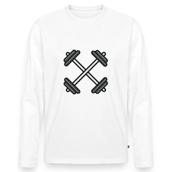 Hanteln Sportler Fitness - Männer Premium Bio Langarmshirt - Weiß - Vorne - Nico (187cm)